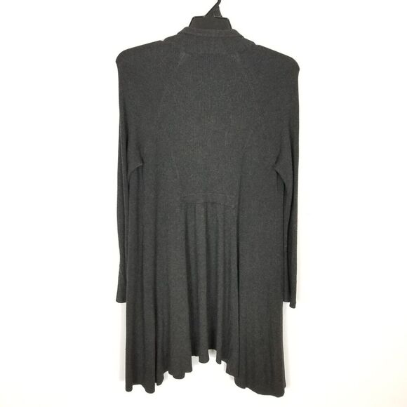 Eileen Fisher Women Ribbed Open Front Cardigan Sz M Gray Sweater Viscose Nylon - Picture 4 of 8